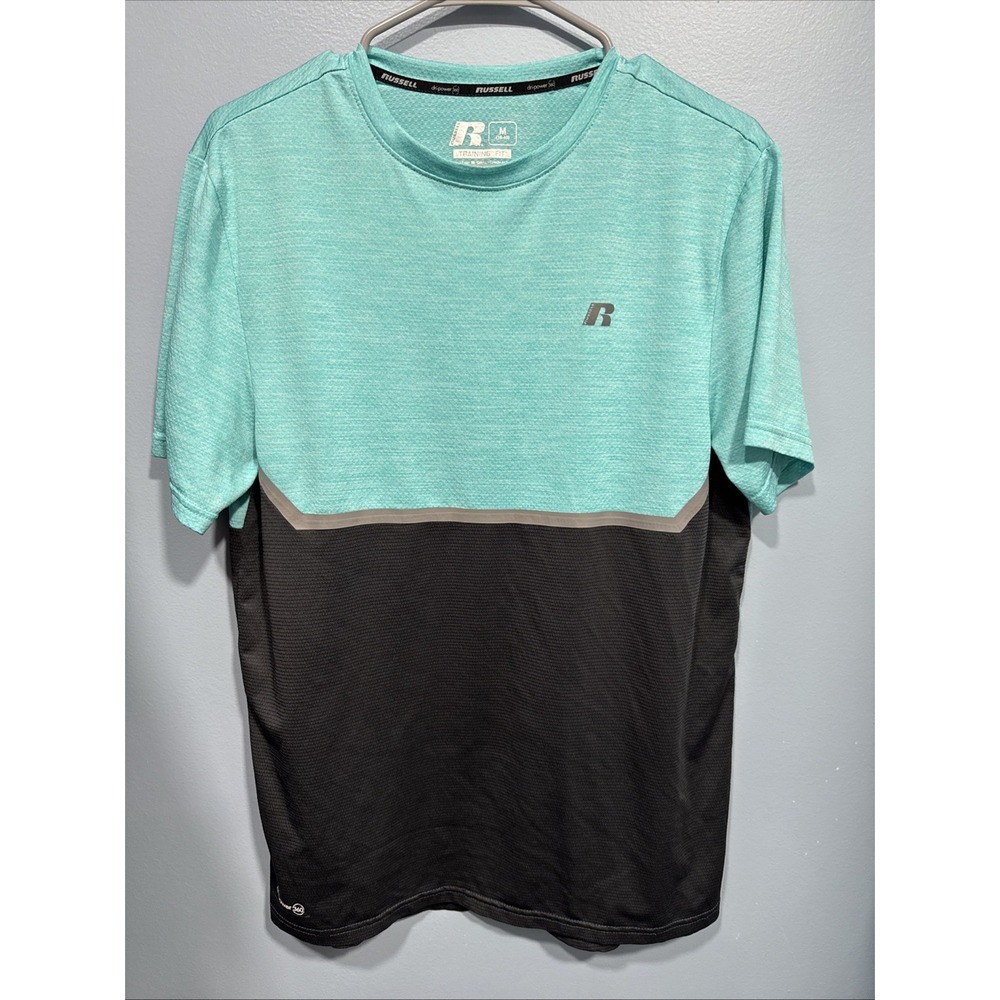 Russell dri-power 360 Blue & Black Short Sleeve Performance‎ T-Shirt Men's M